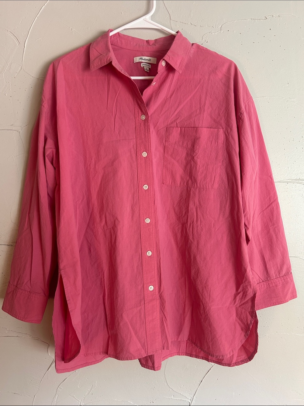 Madewell Oversized Signature Pink Button-Up Shirt